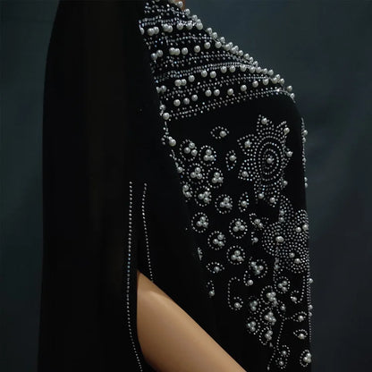 Elegant Moroccan Kaftan Set – 2 Piece Chiffon Abaya Dress