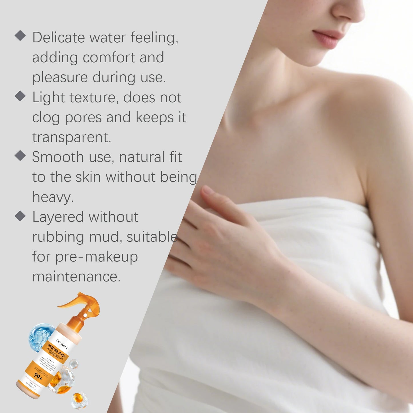 OceAura Peel Shot Kojic Acid Turmeric Spray Dead Skin Remover Smooth Body Exfoliant Improve Dullness Refreshing Hydrating Spray