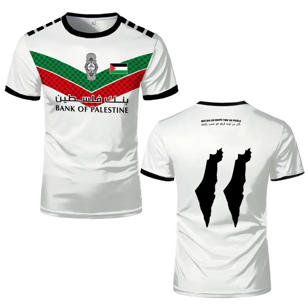 Palestine Football Jersey Youth & Adults Breathable Outdoor Soccer Training Uniform Palestinian Flag Digitally Printed T-shirt
