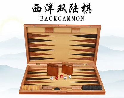 11/13/15/17/19 Inch Wooden Backgammon Set - Classic Board Game for Home & Party Entertainment