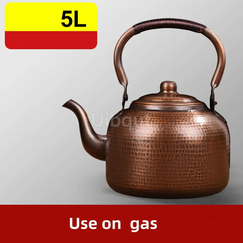 3L Pure Red Copper Boiling Kettle Handmade Vintage Copper Pot Home Teapot For Gas/Induction Cooker Tea Infuser Health Tea Kettle