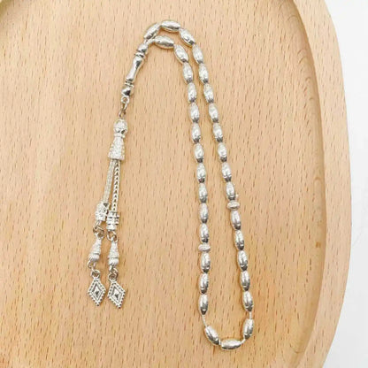 Elegant Alloy Prayer Beads, 4x7mm Gold/Silver Tasbih for Muslim, Solid Color Islamic Rosary, Perfect Daily Gift for Men & Women