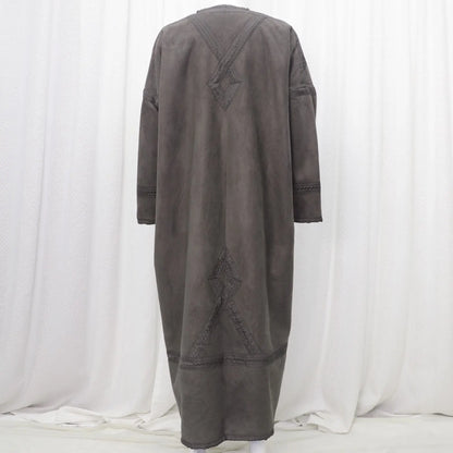 Wholesale Men's Scalp Abaya Men Winter Fur Thicken Suede Men's Robe Cardigan Bisht Muslim Coat Fleece Warm Islam Clothing