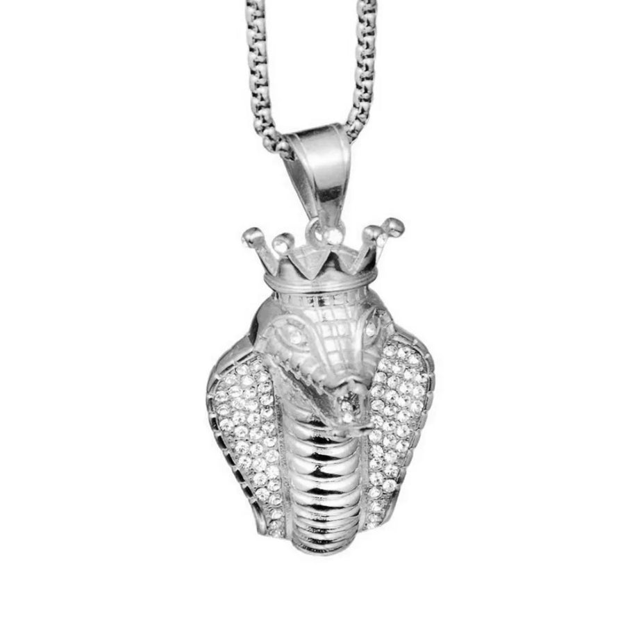 Iced Out Egyptian Ankh & Eagle Pendant – Stainless Steel Pharaoh Necklace for Men & Women