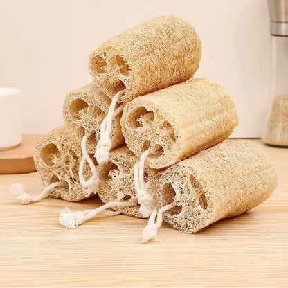 Natural Bath Loofah Exfoliating Body Sponge with Rope Loofah Scrubber for Skin Care Spa Shower Body Bath Brush Kitchen Cleaning