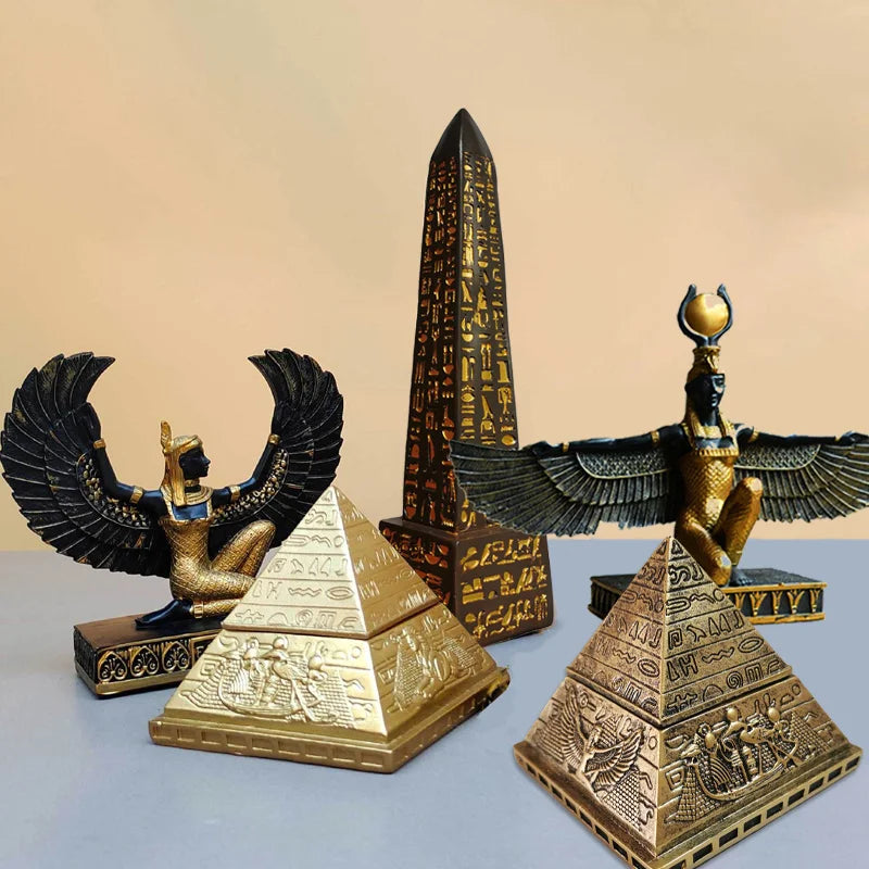 Isis & Obelisk Resin Sculpture – Ancient Egyptian Goddess of Motherhood & Marriage Decor