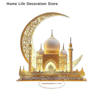 Ramadan Festival 2D Acrylic Moon Castle Craft Ornament 2025 Eid Al-fitr Mubarak Decoration Islamic Muslim Home Party Table Gifts