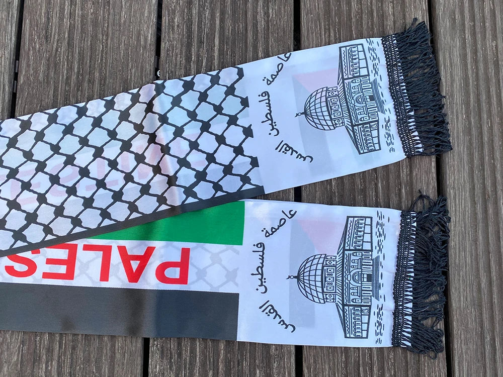 xvggdg   14*130cm   Palestine flag Custom Scarf palestine national day Scarf Printing Satin Palestinian Scarf