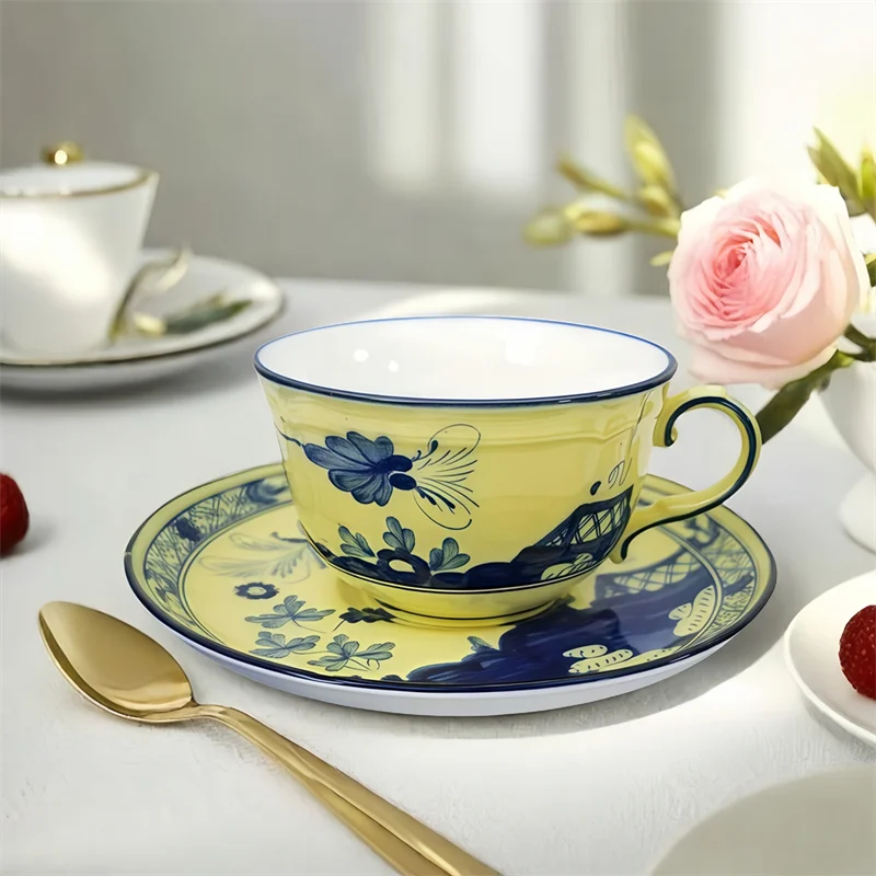 Oriental Bloom – High-End Ceramic Coffee Cup Set with Gift Box