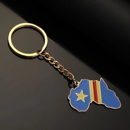 Africa Map Keychain – Stainless Steel Hip-Hop Jewelry, Morocco to South Africa