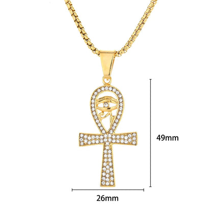 Gold Ankh Cross Pendant – Stainless Steel Key of Life Necklace for Men & Women