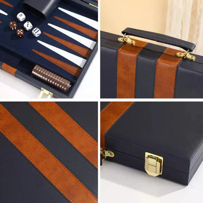 11 Inch Wholesale High Quality Travel Size Leather Backgammon Board Game Set Made in China