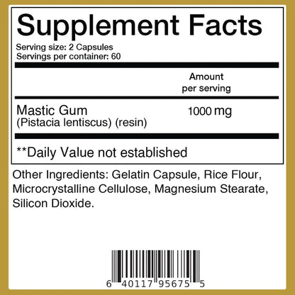 Mastic Gum Supplement - Improves Digestion, Gut and Cardiovascular Health
