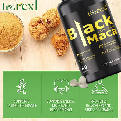 Natural Black Maca ERECTEnhancer, Male Power Strength Supplements for Volume Enhancing, Max Stamina Capsule for Man