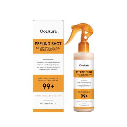 OceAura Peel Shot Kojic Acid Turmeric Spray Dead Skin Remover Smooth Body Exfoliant Improve Dullness Refreshing Hydrating Spray