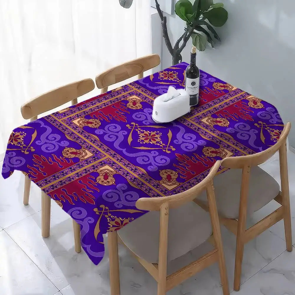 Flying Carpet Aladdin Rectangle Tablecloth - Waterproof, Easy Clean For Home Dinners, Parties & Outdoor Picnics