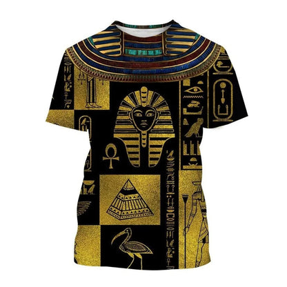 Pharaoh Anubis & Horus 3D T-Shirt – Unisex Retro Egyptian Gods Print Tee