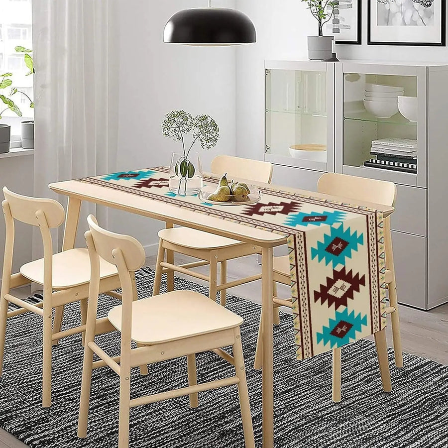 The Aztec Linen – Boho Abstract Geometric Table Runner