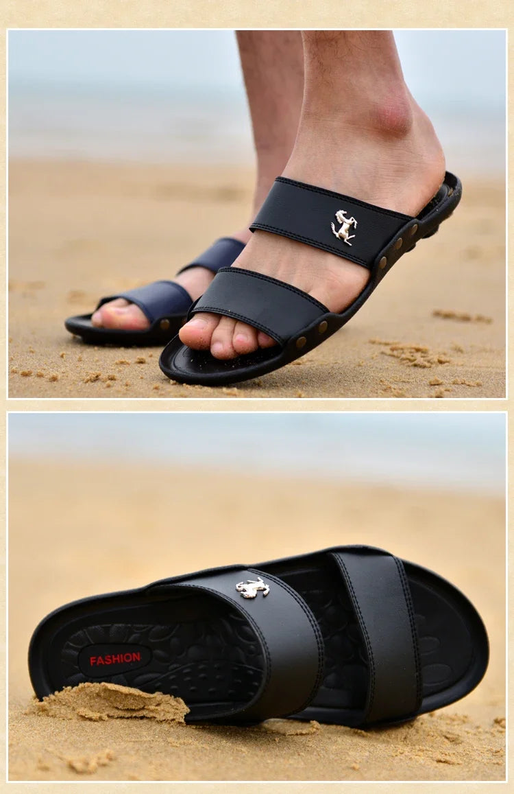 Casual Famous Brand Men Sandals outdoor Shoes Breathable Slippers Summer Flip Flops Beach Men Shoes Leather Sandalias Zapatos Ho