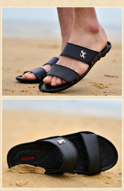 Casual Famous Brand Men Sandals outdoor Shoes Breathable Slippers Summer Flip Flops Beach Men Shoes Leather Sandalias Zapatos Ho