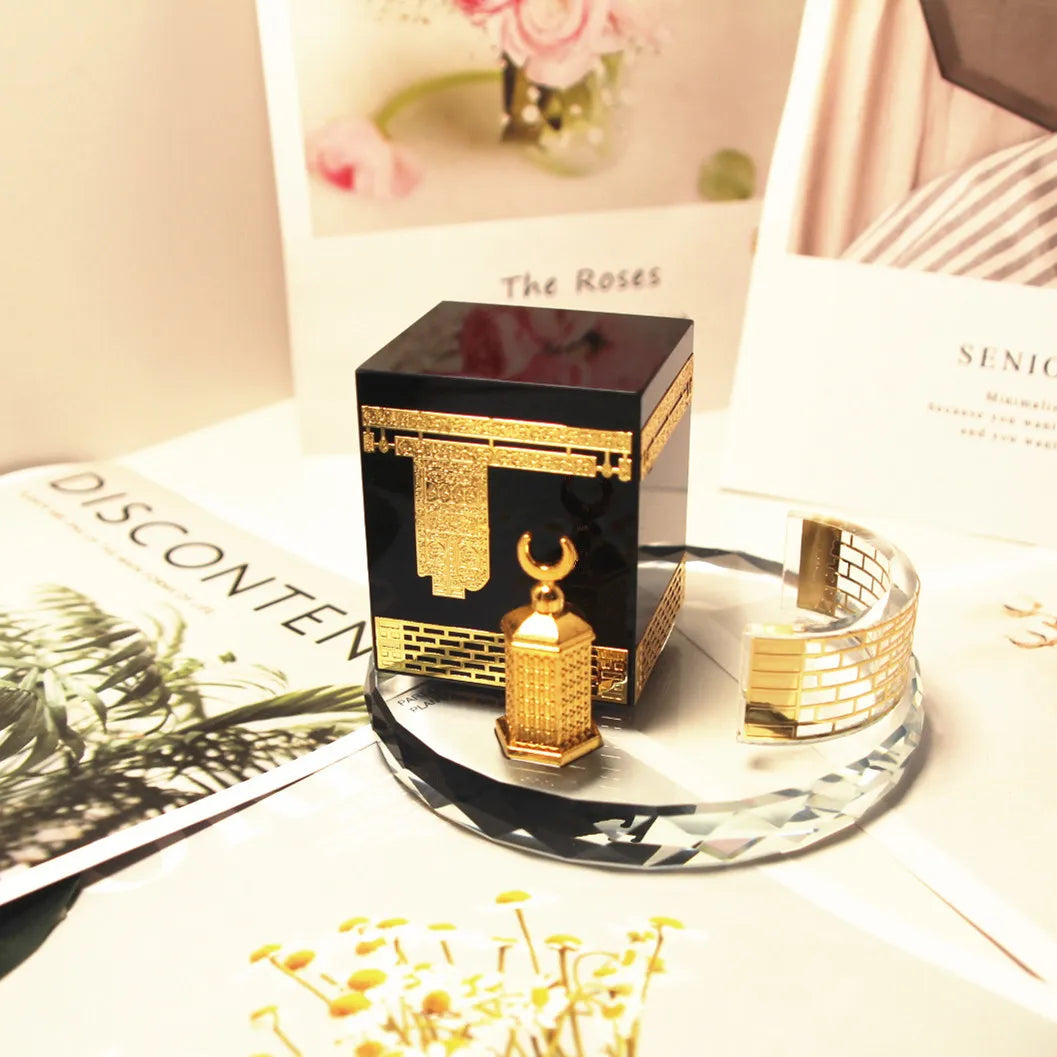 Minimalist Round Three-Piece Crystal Ornament Set, Muslim Ramadan and Eid al-Fitr Complete Home Decor Gift Box Set