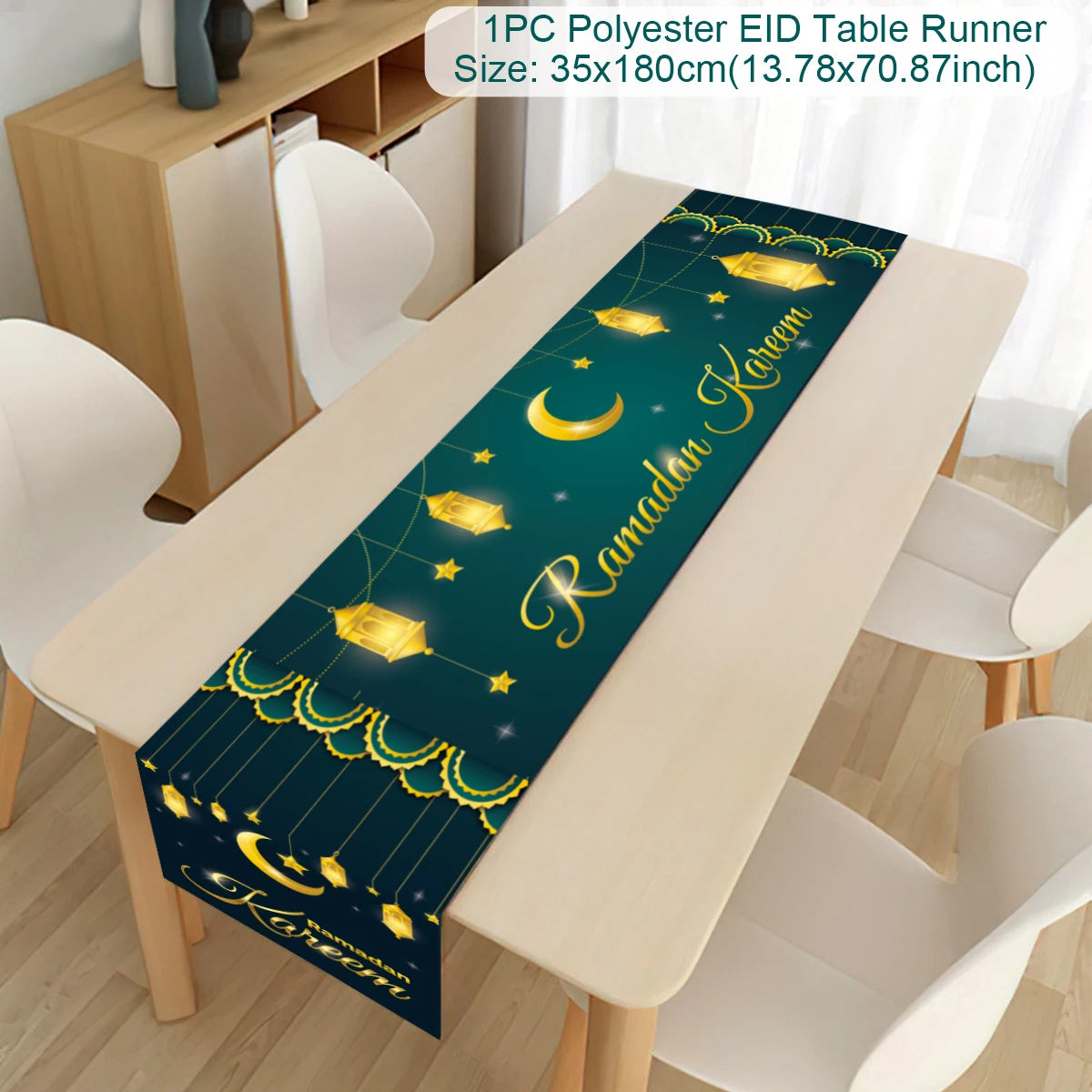 EID Mubarak Decoration Table Runner Ramadan Decor 2024 For Home Tablecloth Ramadan Kareem Islamic Muslim Party Eid Al-Fitr Gifts