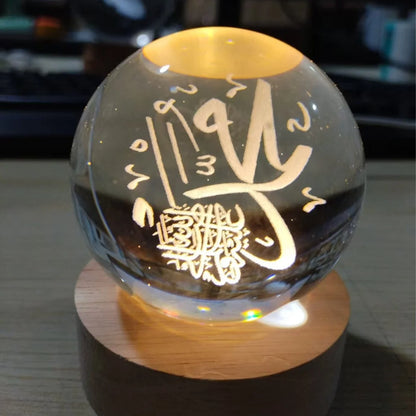 Ramadan Decoration 3D Crystall Ball Night Light Mosque Castle Moon Glowing Ornament Muslim Islam Party Decor Ramadan Kareem Gift