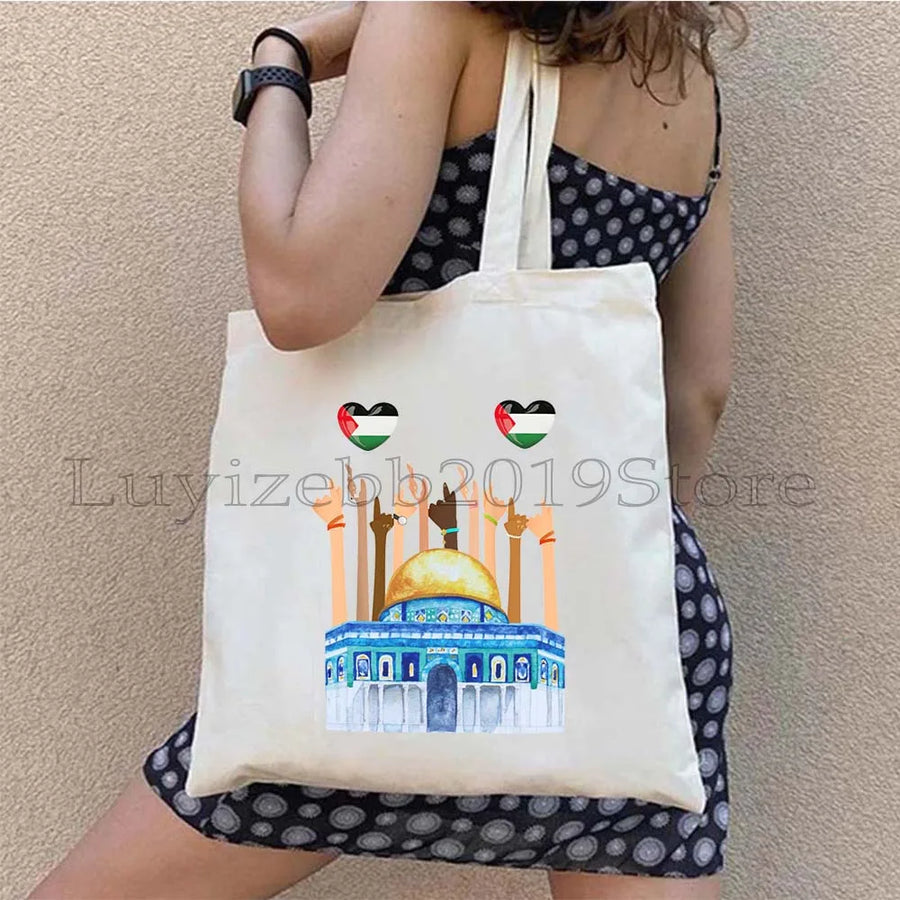 Arabic Poetry Tote – Abstract Black & Red Calligraphy Shoulder Bag