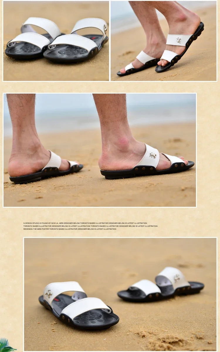 Casual Famous Brand Men Sandals outdoor Shoes Breathable Slippers Summer Flip Flops Beach Men Shoes Leather Sandalias Zapatos Ho