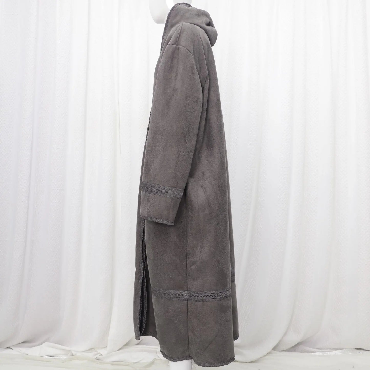Wholesale Men's Scalp Abaya Men Winter Fur Thicken Suede Men's Robe Cardigan Bisht Muslim Coat Fleece Warm Islam Clothing