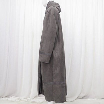 Wholesale Men's Scalp Abaya Men Winter Fur Thicken Suede Men's Robe Cardigan Bisht Muslim Coat Fleece Warm Islam Clothing