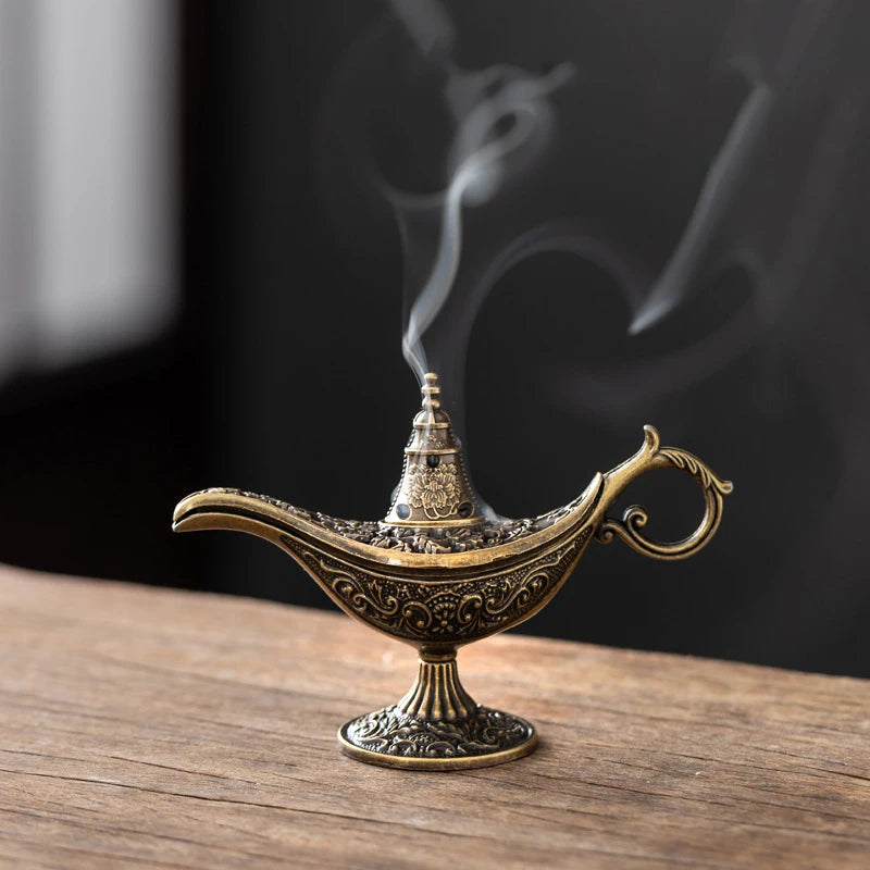 Antique Style Lamp Metal Incense Burner Scented Unscented Candle Holder Home Decor Gift Arabic Incense Burner【Homeclub】