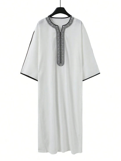 Muslim Men Long Robe Jubba Thobe Embroidery Abaya Saudi Prayer Dishdasha Ramadan Dubai Islamic Abayas Gown 2025 Morocco Kaftan