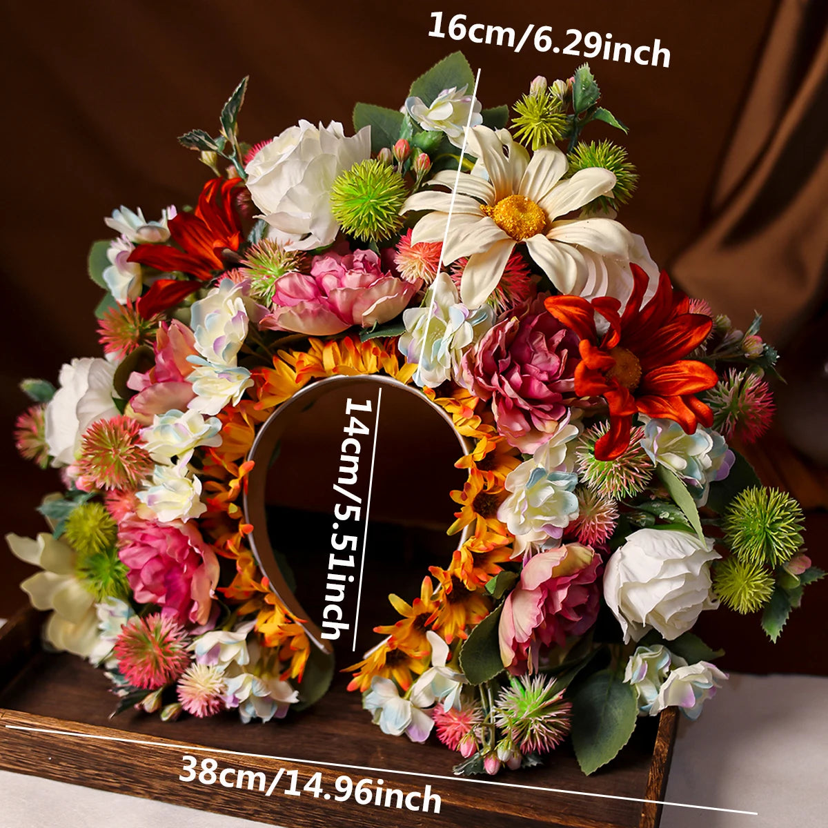 Women Head-Dress Colorful Flower Headband Hair Wreath Wedding Party Costume Headpiece for Bridal Women Fashion Hair Accessory