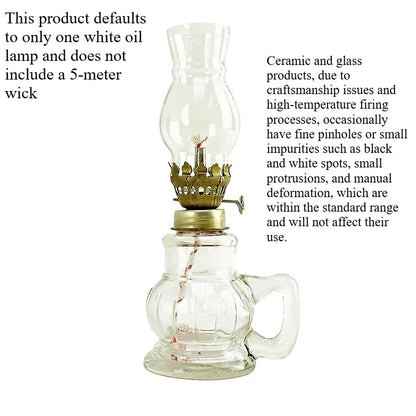 Retro Glass Oil Lamp – Windproof Kerosene Lantern, Vintage Home & Wedding Decor