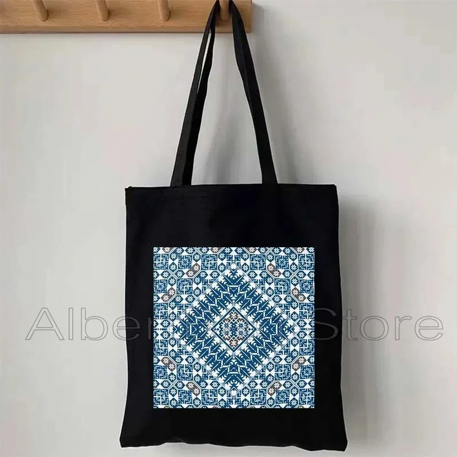 Heart Peace Floral – Arabic Calligraphy Al-Quds Keffiyeh Tote Bag