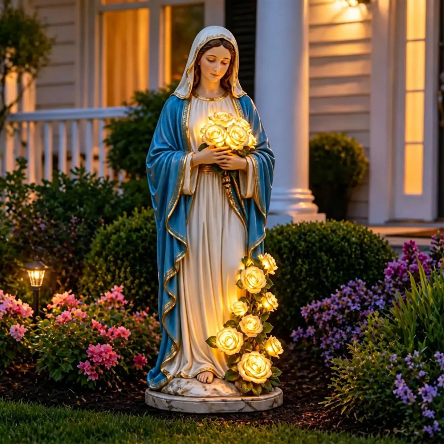 Resin Waterproof Decorative Lights Lantern Outdoor Decor Garden Lamps Statue Lanterns For Lawn Patio Porch Outside Yard Backyard