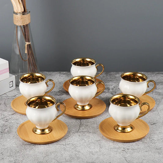 The Turkish Coffee Cup Set – 2 Ceramic Relief Cups & Saucers, 90ml