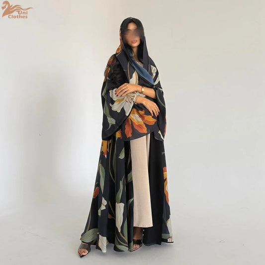 Floral & Feminine – The Print Cardigan Set with Hijab for the Muslim Woman in America