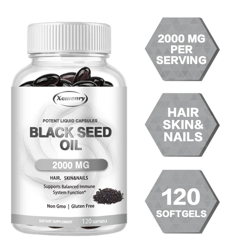 Black Seed Oil - Promotes Overall Health, Strengthens The Immune System, Relieves Indigestion, Antioxidant Properties, Non-GMO
