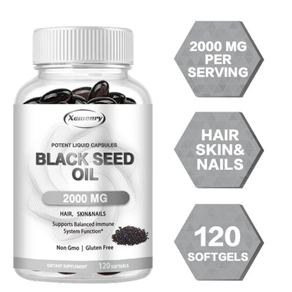 Black Seed Oil - Promotes Overall Health, Strengthens The Immune System, Relieves Indigestion, Antioxidant Properties, Non-GMO
