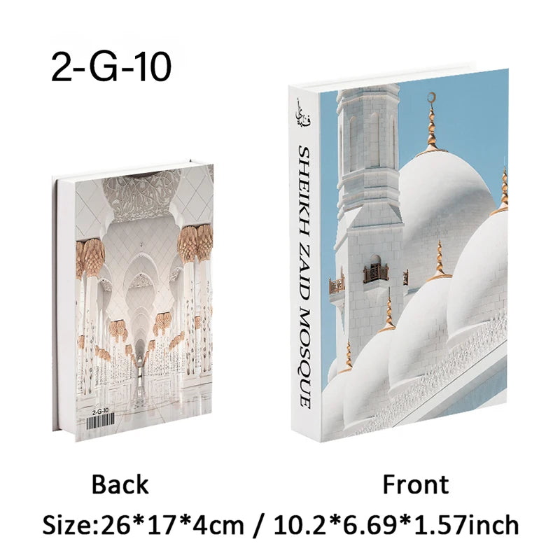 Islamic Kaaba Eid Mosque Luxury Decorative Books Storage Box Fake Book Interior Decoration Coffee Table Ornament Bedroom Decor