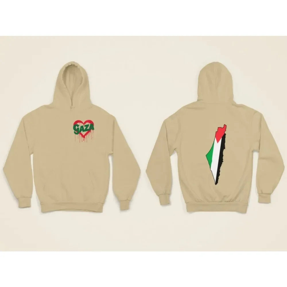 Palestine Hoody A Bleeding Heart and Gaza Map Classic Hoodie Designs Cool Palestine Hoodies Men Women Daily Life Sweatshirts