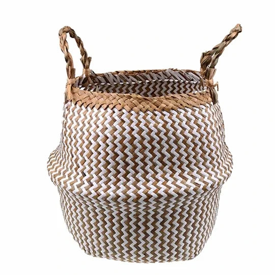 WHISM Handmade Seagrass Storage Basket Flower Pot Rattan Container Toys Organizer Holder Laundry Basket Home Decor Dropshipping