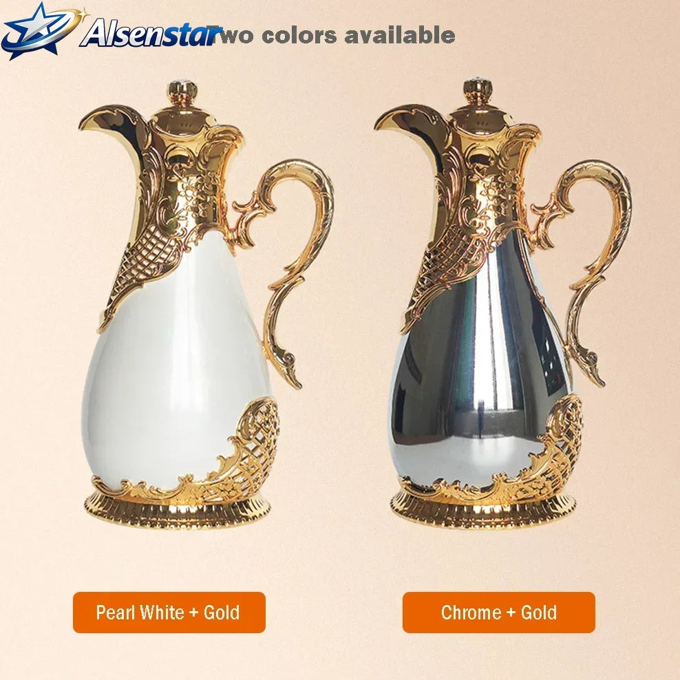 2024 New Arabian Vacuum Flask 800ml Middle Eastern Style Restaurant Home Glass Liner Hot Water Kettle 24 Hours Thermos Bottle
