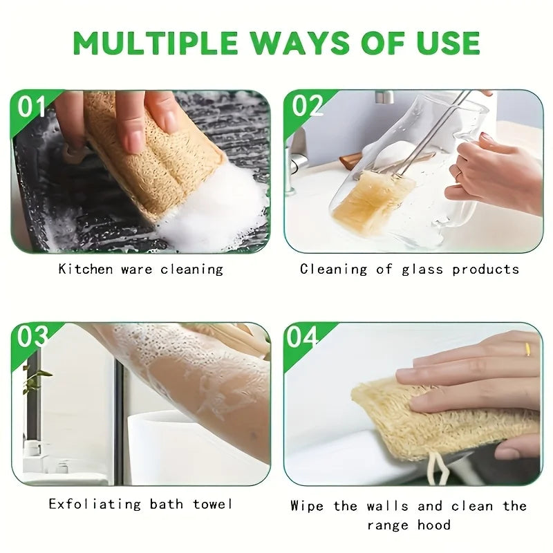 The Loofah Six – Natural Bamboo Fiber Exfoliating Sponges (6-Pack)