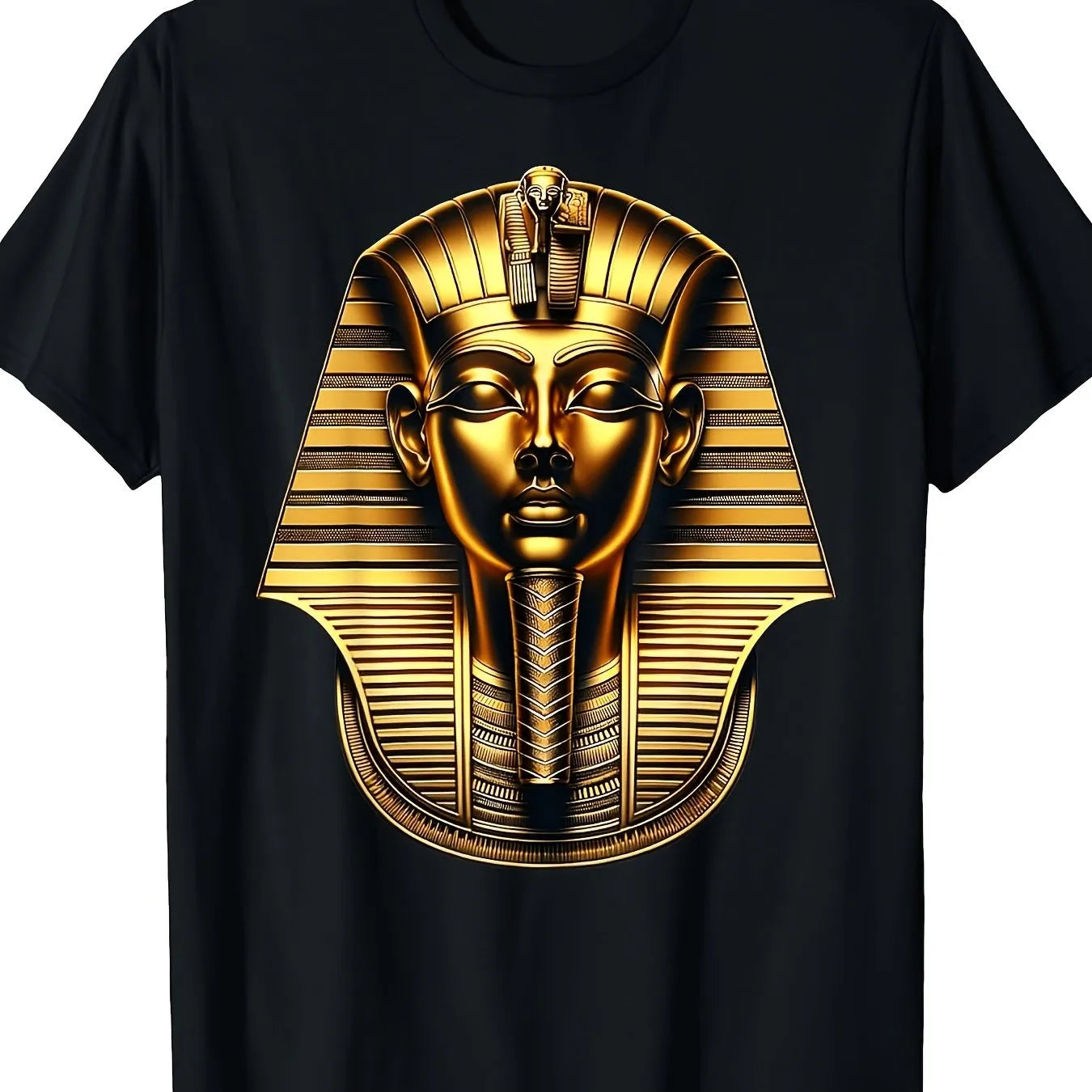 Tutankhamun Golden Mask T-Shirt – Men's Egyptian Pharaoh Print Casual Tee