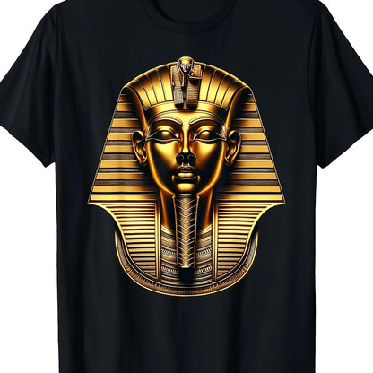 Tutankhamun Golden Mask T-Shirt – Men's Egyptian Pharaoh Print Casual Tee