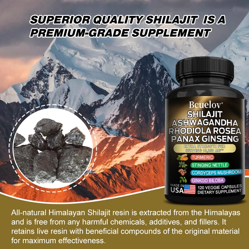 The Himalayan 8-in-1 – Pure Shilajit Capsules with Ashwagandha & Ginseng