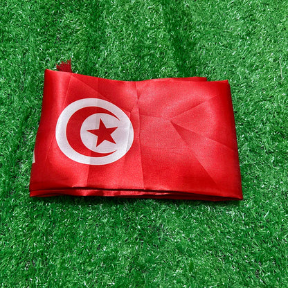 Tunisia 2026 Satin Scarf – 14×135cm Double-Sided Flag with Tassels